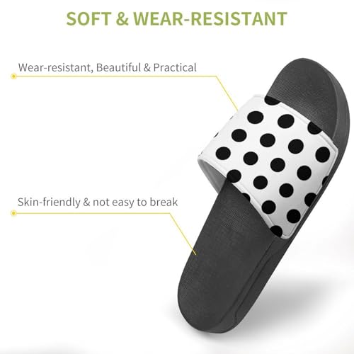 Black Polka Dots on White Slippers for Women Rubber Slides Womens Sandal Slippers3