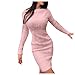 Kanpola Strickkleid Damen Sexy Rundhals Plüschkleid Pullover Kleid Langarm Pulloverkleider Winter Warm Kleider Dress Einfarbig Slim Fit Partykleid Schmaler Rock
