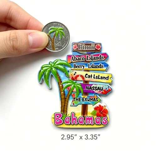 Imán decorativo Bahamas destino resina 3D 7.5 x 8.5 cm miniatura 3