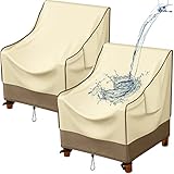 Asinking Patio Adirondack Chair Covers for Outdoor Furniture, 2 Pack 100% Waterproof Heavy Duty Outdoor Chair Covers, Patio Furniture Cover, 32' W x 34' D x 36' H, Large Khaki/Brown
