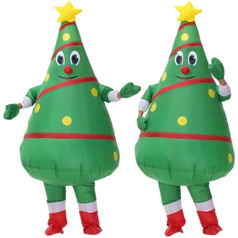 eLUUGIE 2 Packs Inflatable Christmas Tree Costume Air Blow Up Outfit Costume Halloween Inflatable Costume Cosplay Costume for Adults/Christmas Party Cover