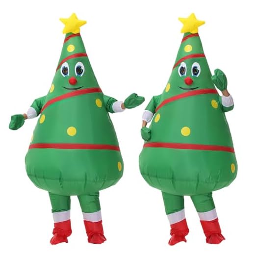 EEkiiqi Christmas Inflatable Christmas Tree Costume Christmas Blow-Up Costume for Adult/Christmas Decoration (Christmas Tree Costume)