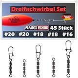 Paradox Fishing Dreifachwirbel Angeln Set #20-#16 45 Stück I Wirbel zum Angeln auf Forellen Angel-Zubehör Set Wirbelsortiment Forellen Spoons