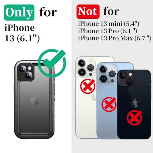 Cozycase TOP Military Protective Case for iPhone 13 IP68 Waterproof Heavy Duty 360 Shockproof Full Body With Screen Camera Protector Double Dustproof Hard Tough Front Back Cover i Phone 13 Proof Case