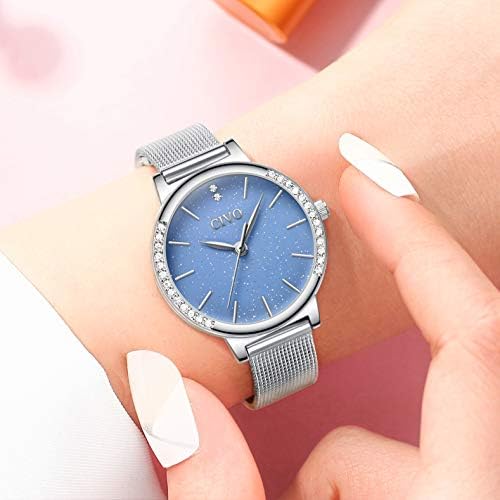 OIDEA Orologio Anello Da Donna Al Quarzo, Quadrante Rotondo Con Numeri Arabi, Cinturino Elastico Regolabile, Acciaio Inox, Regalo Per Fidanzata E Mamma