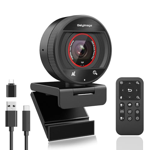 Galyimage 4K Webcam for pc with AI,Web Camera/8X Digital Zoom Computer Camera with USB 3.0/HDR/Dual Noise-Cancelling Mics，Zoom/Teams/Skype/Facetime/Meeting