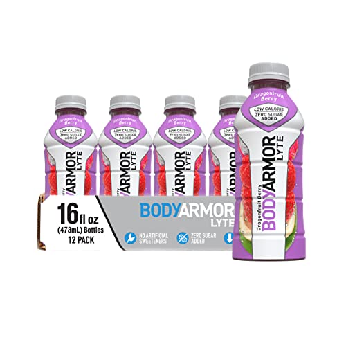 BODYARMOR LYTE Sports Drink Low-Calorie Sports Beverage, Dragonfruit Berry, Coconut Water Hydration, Natural Flavors With Vitamins, Potassium-Packed Electrolytes, Perfect For Athletes, 16 Fl Oz (Pack of 12)