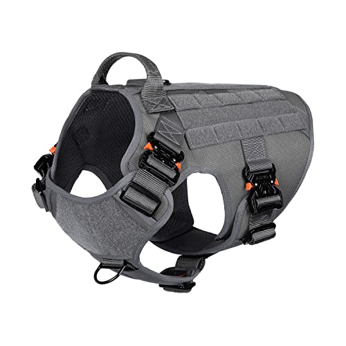 ICEFANG Tactical Dog Harness for Medium DogsFull Metal Buckles Dog Vest | with MOLLE ReflectiveAdjustable2 Leash ClipsControl HandleNo PullSoft PaddedBlackMedium product thumbnail 12