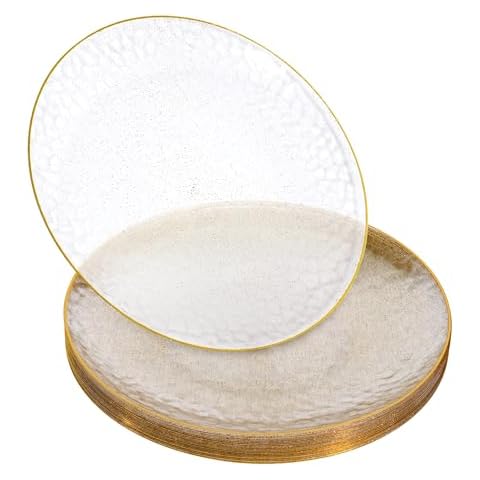 20 Pack Glittered Gold Plastic Plates Cover