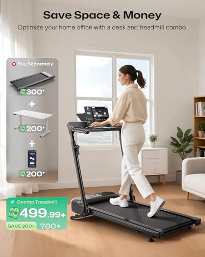 Image of UREVO Auto Incline Walking Pad with AI App, Adjustable Handlebar & Multifunctional Desk, 9% Power Incline Brushless Quiet Motorized Treadmill for Apartments, 12-Point Shock & Immersive Hiking