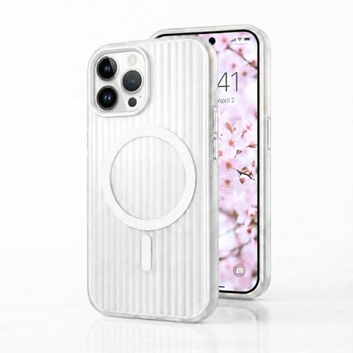 Image of amazon basics Streak Magnetic Protective Cover Compatible with iPhone 15 Pro | MagSafe | Camera & Body Protection|Anti Shock,Scratch Resistant|Precise Cutouts Modern Design|Wireless Charging - White