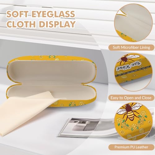 Image of Glasses Case Hard Shell,Portable Protective Eyeglasses Case, Eyeglass Holder Box with Cleaning Cloth,for Women Men