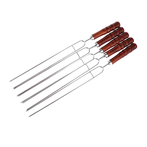 Haudang 5 Pcs Stainless Steel Skewer Flat Meat Barbecue Skewer Camping Catering Barbecue Tool Set Outdoor Travel