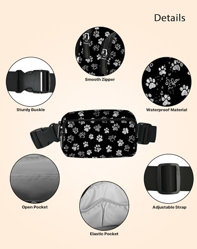 Image of Paw Print Fanny Pack for Women Belt Bag Fashion Everywhere Waist Pouch Lightweight Crossbody Bags with Adjustable Strap