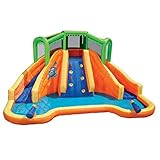Banzai Twin Falls Lagoon, Length: 16 ft 8 in, Width: 11 ft 10 in, Height: 8 ft 4 in, Inflatable Outdoor Backyard Water Slide Splash Toy