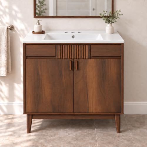 LUXEYARD 36 Inch Walnut Vanity
