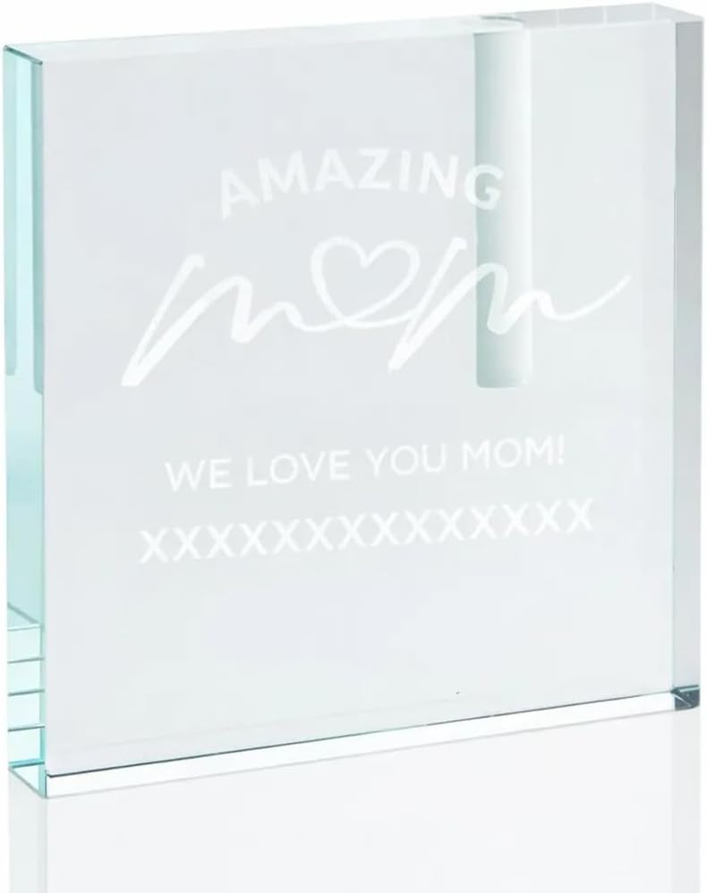 Personalization Universe Amazing Mom Personalized Crystal Bud Vase with Beveled Edges