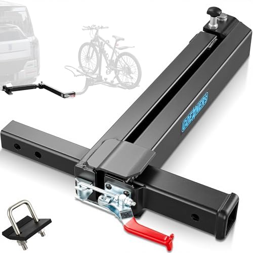 Osluken Swing Away Hitch Adapter for 2" Receiver, 0°-180° Swinging Bike Rack Extension Arm, 250 LBS Capacity, Hitch Mount Hauling Racks Carrier Accessory for Cars, Trucks, SUVs - Driver/Passenger Side