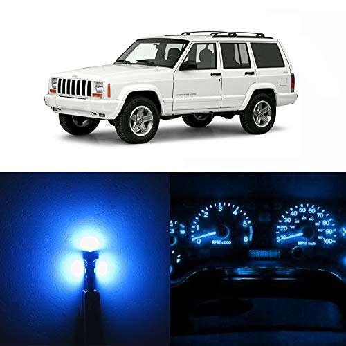 WLJH Extremely Bright Ice Blue Dash Instrument Panel Gauge Dashboard Cluster Full Led Light Bulbs Kits For Jeep Cherokee XJ 1997-2001, Pack of 21