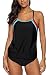 maysoul Women Striped Tankini Set with Brief Cross Back Padded Two Piece Swimsuit