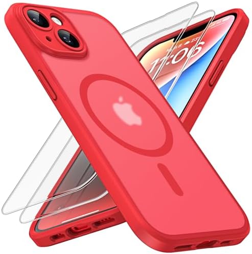 TOCOL 3 in 1 Magnetic for iPhone 15 Pro Max Case, Upgraded [Full Camera Protection] with 2 Screen Protector, Fit for MagSafe, [Military Grade Drop Tested] Slim Translucent Matte Back 6.7 inch, Black