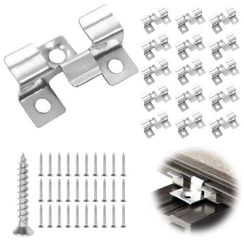 100 Pezzi WPC Clips Composita 7.5 mm, Elevata Tenacità, Morsetti in Acciaio Inossidabile, Adatto per Pannelli in Legno Massello, Pannelli Anticorrosione, Pannelli Carbonizzati (Argento)