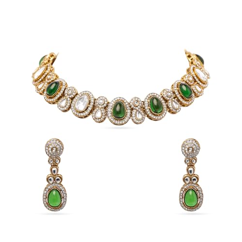 Image of Rubans Gold Plated Kundan Traditional Statement Necklace Set for Women