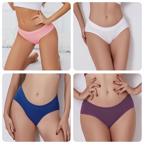 7 Pack Cotton Underwear for Women Sexy Low Rise Ribbed Hipster Breathable Soft Womens Bikini Panties Cheeky - Image 3