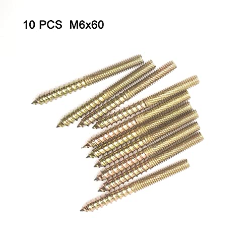 Image of Hanger Bolt M6x60 Double Headed Bolt Self-Tapping Screw for Furniture 10Pcs