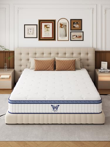 BURFLY1977 Full Size Mattress in a Box, Gel Memory Foam Individual Pocket Spring, Cooling CertiPUR-US Certified for Back Pain Pressure Relief with 365-Night Trial (10 inch, Full)