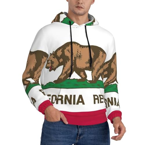 Sweat à capuche Californie homme 4XL noir à motif imprimé
