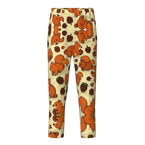 Pajama Pants Pajama Bottoms with Elastic Waistband Sleepwear Lounge PantsCute Squirrel Eating Pine Cones