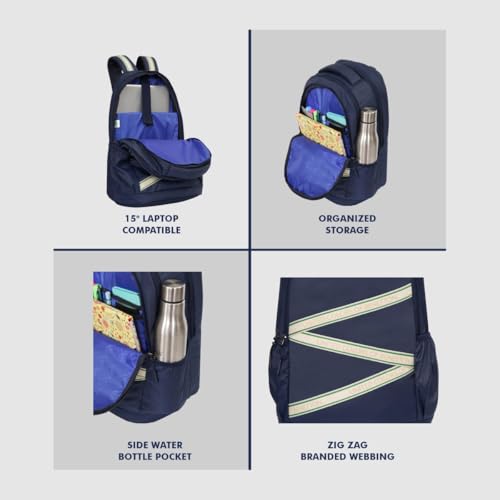Image of United Colors of Benetton Phantom 34L Laptop Backpack, Water-Resistant, Fits 14-inch Laptop, Stylish & Organized for Professionals