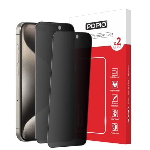 Image of POPIO Xtreme Privacy Pack of 2 Tempered Glass for iPhone 15 Pro | 9H Hardness, Edge-to-Edge Coverage, Anti-Scratch, Anti-Spy