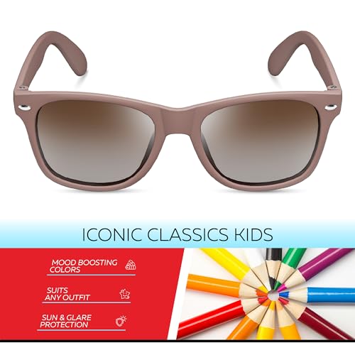 Image of Retro Rewind Kids Sunglasses for Boys Girls Age 3-12 - Shatterproof UV400 Toddler Children Sun Glasses