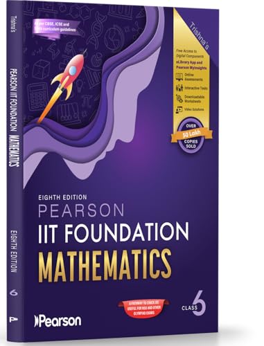 Image of Pearson'26 IIT Foundation Class 6 Math|For JEE, NSO & Olympiad Exams |JEE Practice Questions|Online Assessments, 55 Video Solutions,Downloadable work sheets & Tests via Pearson MyInsights & elibrary