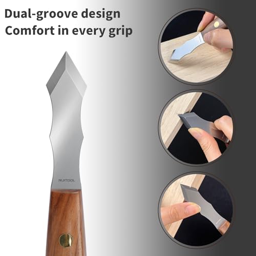 RUITOOL Marking Knife, Long‑Neck Thin Blade Scribing Tool with Dual Grooves for Woodworking – High Carbon Steel Double Beveled Blade for Precision Wood Carving & Fine‑Line Scribing in Narrow Grooves