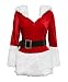 Bslingerie Christmas Santa Girl Women Zip Up Costume Outfit (M, White)