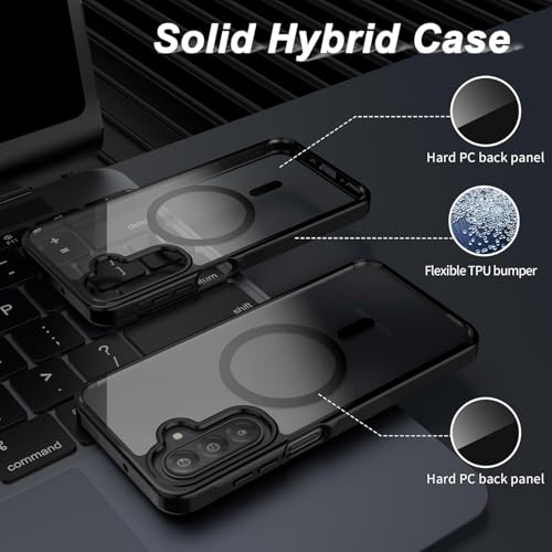 Image of DIZORO Compatible Samsung Galaxy A17 5g Case,Compatible with MagSafe, Non Yellow Military-Grade Drop Protection & Hard PC Back Cover Slim Transparent Anti-Scratch Shockproof Phone Case - Black