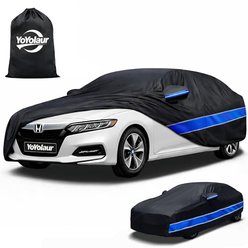 Car Cover Compatible with Honda Accord 10-Layer Car Cover Waterproof All Weather Full Exterior Cover with Cotton Lining Sun Rain UV Dust Snow Protection with Door Zipper Fit for Sedan/Coupe 2001-2025