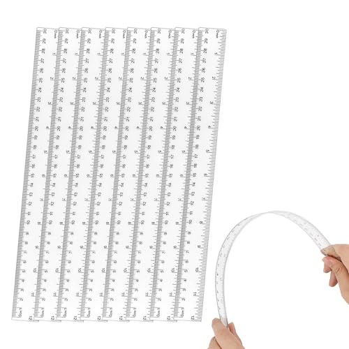 ZUFECY 8-Pack Clear Acrylic Ruler, 12 Inches Flexible Clear Ruler, Inches and Metric Scale Measuring...