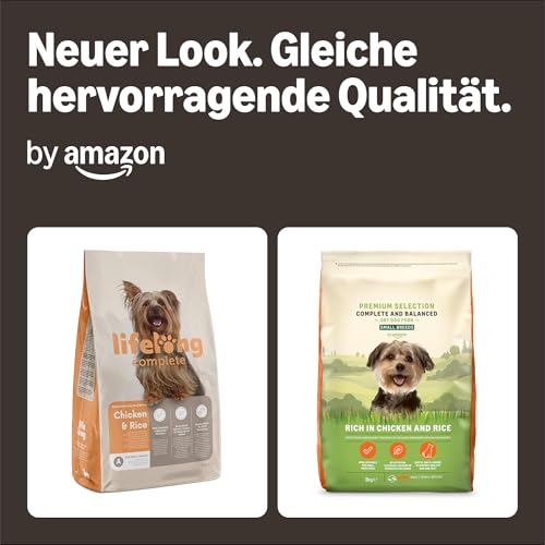 by Amazon Hundefutter für ausgewachsene Hunde (Adult) kleiner Rassen, Fein zubereitetes Trockenfutter reich an Huhn und Reis, 3 kg (1er-Pack)(Zuvor eine Marke von Lifelong, gleiches Produkt)
