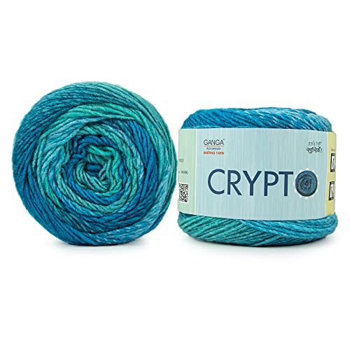 Image of Ganga Acrowools Crypto -100% Acrylic Yarn, Hand Knitting and Crochet Yarn, Pack of 2 Balls - 100Gm Each. Shade No - Ptt1434, Multicolour