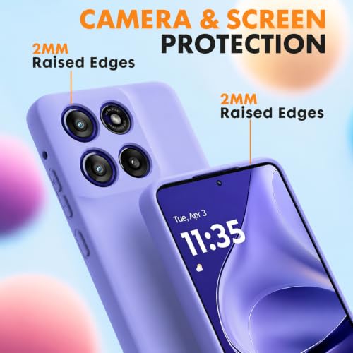 Image of DIZORO Microfiber Candy Case for Motorola G67 Power / G57 Power 5G Smooth Touch Cushion Liquid Soft Silicone Gel Rubber Phone Cases Non-Slip Full Body Protective Shockproof Back Cover -Purple