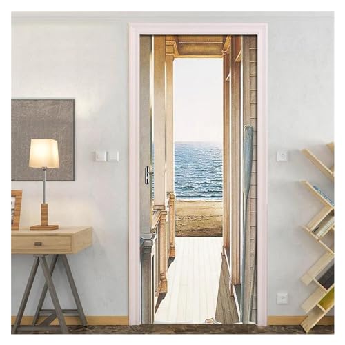 Affiche de decoration masquant les imperfections de porte en sticker