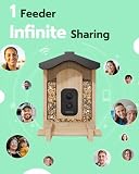 VISIOGEAR Bird Feeder with Camera, Smart Bird Feeder for Outdoors, Wild Birds Feeders with Solar Panel Bamboo Birds House Camera for Birdlovers, AI Auto Capture Birds & Real-time Notification (Gable)