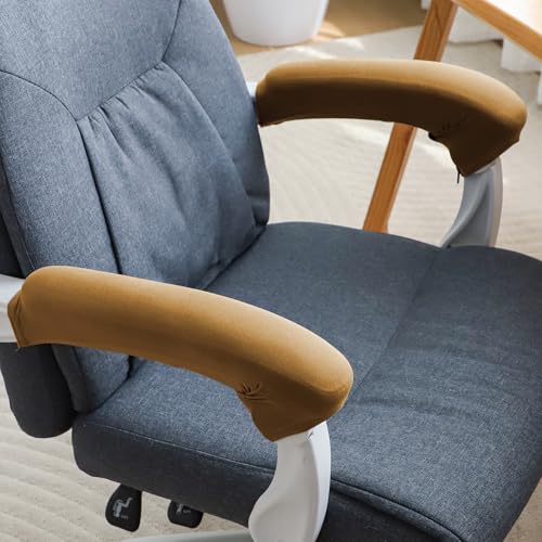 Image of HOKIPO 'SereneSolids' 140 GSM Armrest Covers for Office Chair (Zipper Style), 1 Pair, Camel (AR-5934-CML)