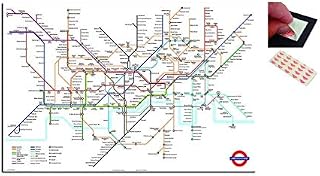 Bundle - 2 Items - Transport For London Underground Tube Map Poster - 91.5 x 61cms (36 x 24 Inches) and a Set of 4 Repositionable Adhesive Pads For Easy Wall Fixing