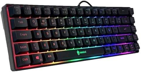 Teclado Gamer Semi Mecânico 60% com Fio Preto Led Rgb Abnt2 Usb P...