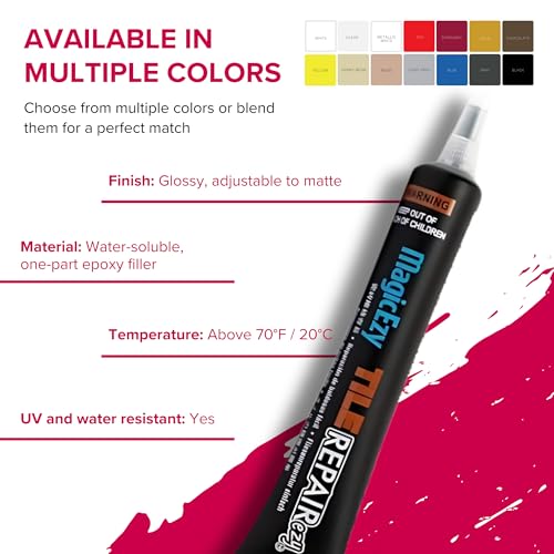 MagicEzy Tile RepairEzy (Light Gray/White Kit) - Porcelain Tile Repair Kit - Fix Cracked or Chipped Ceramic Tiles Fast - Thick Structural Repair Filler, Putty and Adhesive for Tiles - Thumbnail 5